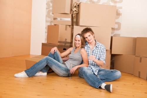 Team handling office furniture and equipment during a Pimlico move