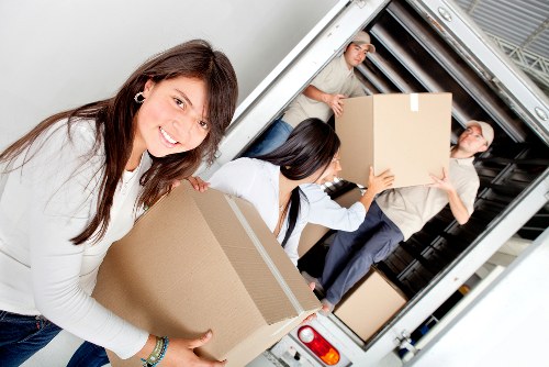 Packed student belongings prepared for a Pimlico move