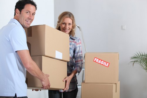 Packed moving crates and separated materials for sustainable removals